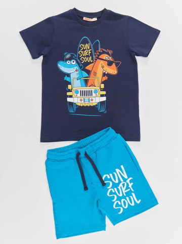 Denokids 2tlg. Outfit "Shark Surf" in Dunkelblau/ Hellblau