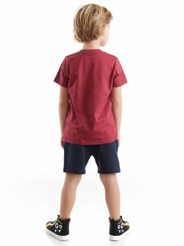 Denokids 2-delige outfit "Super Power" bordeaux/donkerblauw