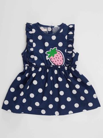 Denokids Sukienka "Dotted Strawberry" w kolorze granatowym