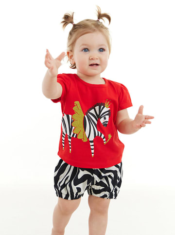 Denokids 2tlg. Outfit "Ballerina Zebra" in Rot/ Schwarz/ Weiß