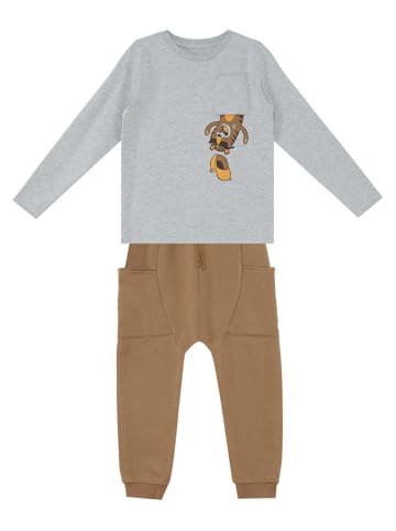 Denokids 2-delige outfit "Pocket Tiger" grijs/lichtbruin