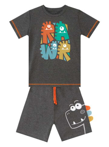Denokids 2-delige outfit "Rawr Dino" grijs