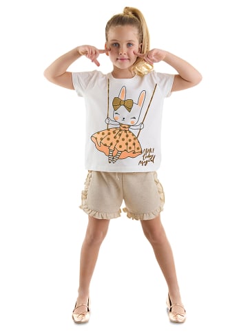 Denokids 2-delige outfit "Golden Bunny" wit/lichtblauw