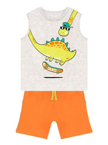 Denokids 2-delige outfit "Skater Dino" oranje/grijs