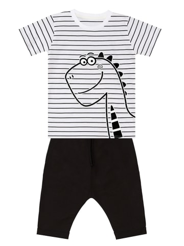 Denokids 2-częściowy zestaw "Dino Striped" w kolorze biało-czarnym