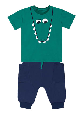 Denokids 2tlg. Outfit "Funny Dino" in Grün/ Dunkelblau