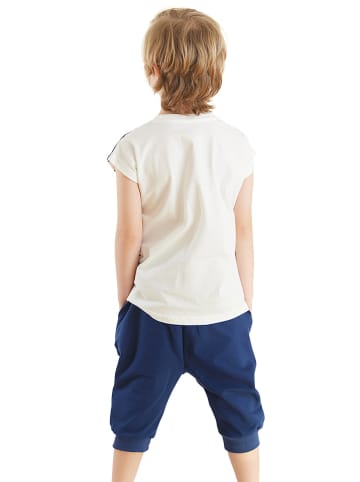 Denokids 2-delige outfit "Vehicles" wit/donkerblauw