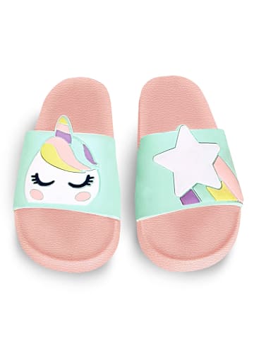 Denokids Slippers "Unicorn" lichtroze/turquoise