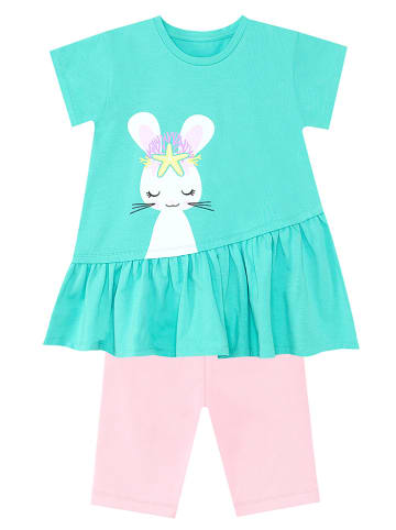 Denokids 2-delige outfit "Sea Bunny" turquoise/lichtroze
