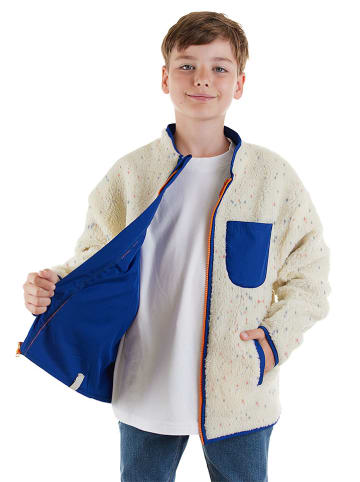 Denokids Fleece vest crème/blauw