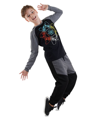 Denokids 2-delige outfit zwart/grijs