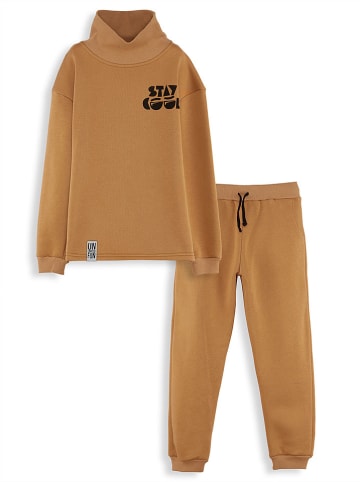 Denokids 2-delige outfit lichtbruin