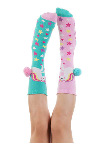 Denokids Sokken turquoise/lichtroze