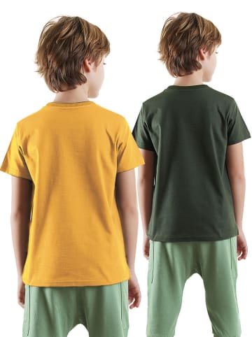 Denokids Koszulki (2 szt.) w kolorze oliwkowo-żółtym