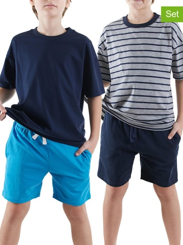 Denokids 2er-Set: Shorts in Dunkelblau/ Hellblau