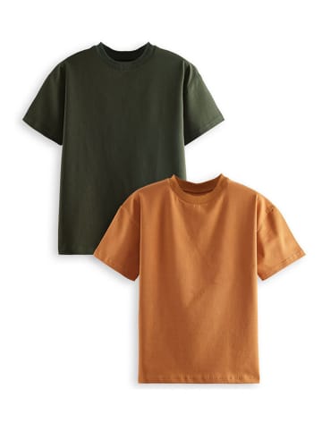 Denokids 2-delige set: shirts lichtbruin/kaki