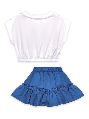 Denokids 2-delige outfit blauw/wit