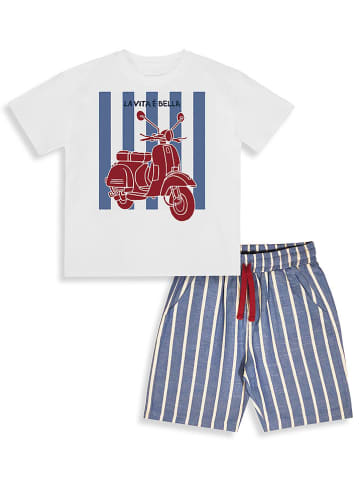 Denokids 2tlg. Outfit in Weiß/ Blau