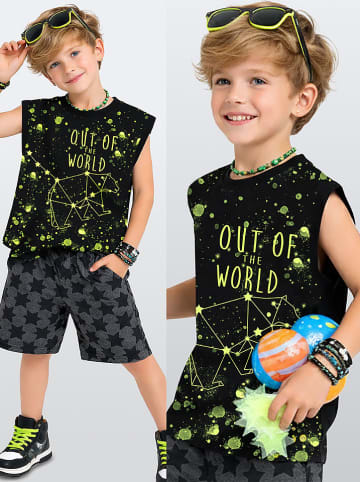 Denokids 2-delige outfit zwart/antraciet