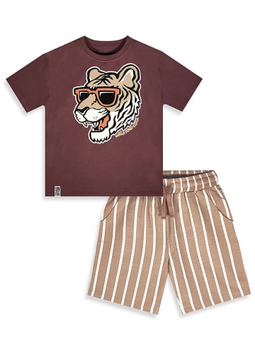 Denokids 2-delige outfit bruin/beige