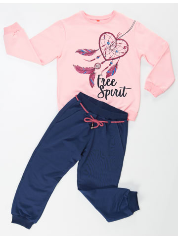 Denokids 2-delige outfit "Free Spirit" lichtroze/donkerblauw