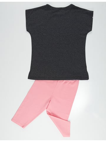 Denokids 2tlg. Outfit in Dunkelgrau/ Rosa