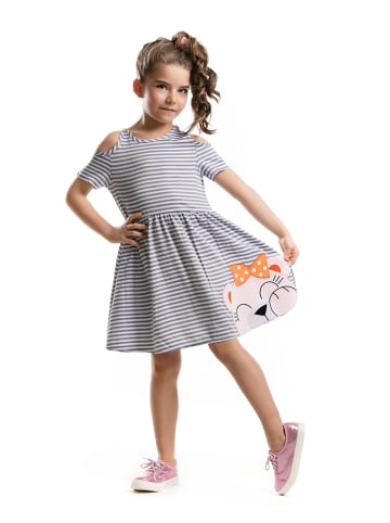 Denokids Kleid "Teddy" in Grau/ Weiß