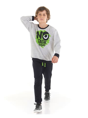 Denokids 2-delige outfit "No Task" grijs/zwart