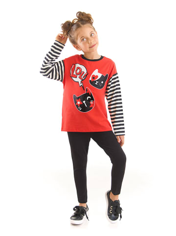 Denokids 2tlg. Outfit "Lol Cat" in Rot/ Schwarz