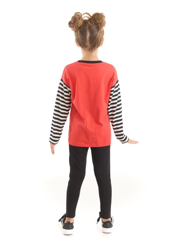 Denokids 2-delige outfit "Lol Cat" rood/zwart