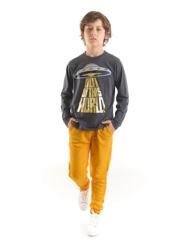 Denokids 2-delige outfit "UFO" kaki/geel