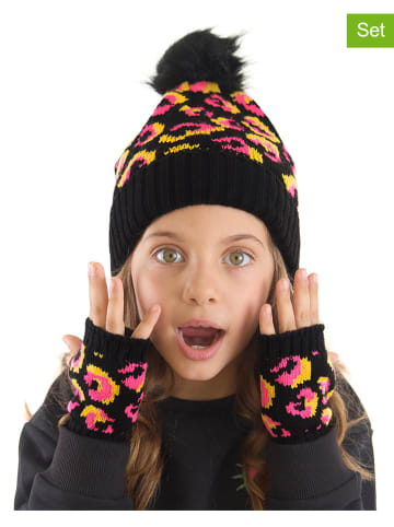 Denokids 2-delige winteraccessoireset zwart/oranje