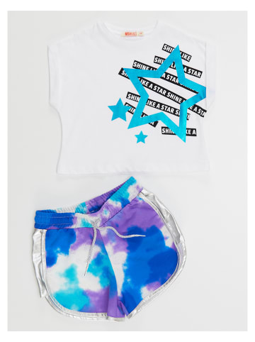 Denokids 2-delige outfit "Blue Star" wit/blauw/paars