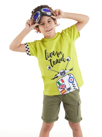 Denokids 2-delige outfit "Moto Tour" groen/kaki