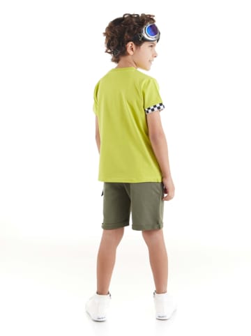 Denokids 2-delige outfit "Moto Tour" groen/kaki