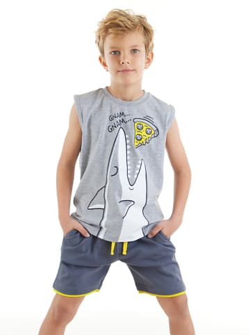 Denokids 2-delige outfit "Shark" grijs