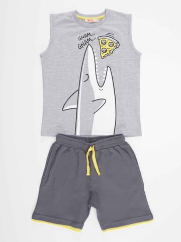 Denokids 2-delige outfit "Shark" grijs