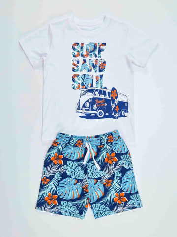 Denokids 2-delige outfit "Surf" wit/meerkleurig