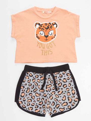 Denokids 2tlg. Outfit "Leopard" in Apricot/ Bunt