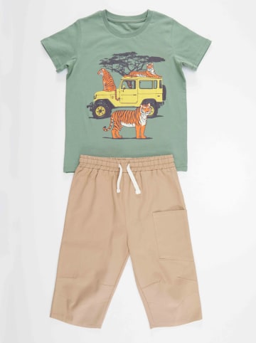 Denokids 2-delige outfit "Safari" groen/beige