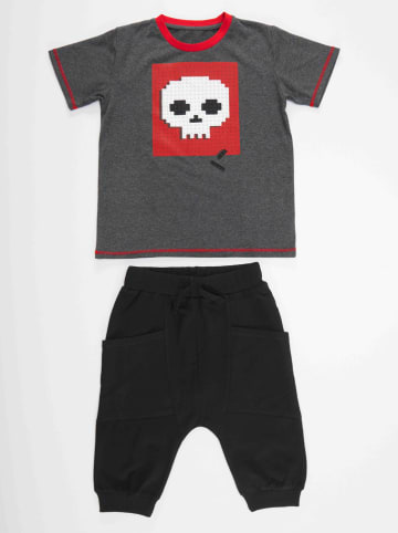 Denokids 2tlg. Outfit "Skull" in Grau/ Schwarz