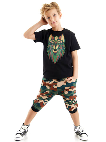 Denokids 2-częściowy zestaw "Geometric Wolf" w kolorze czarnym ze wzorem