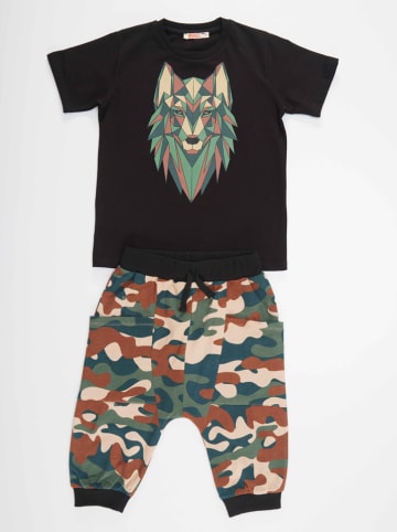 Denokids 2tlg. Outfit "Geometric Wolf" in Schwarz/ Bunt