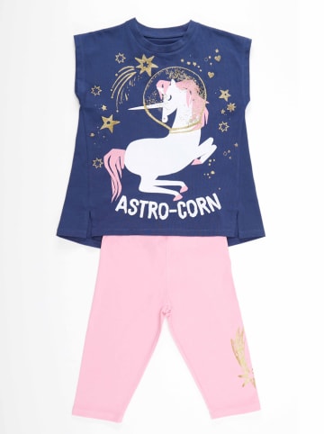 Denokids 2-delige outfit "Astrocorn" blauw/lichtroze