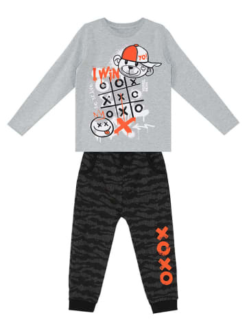 Denokids 2-delige outfit "I Win" grijs/zwart