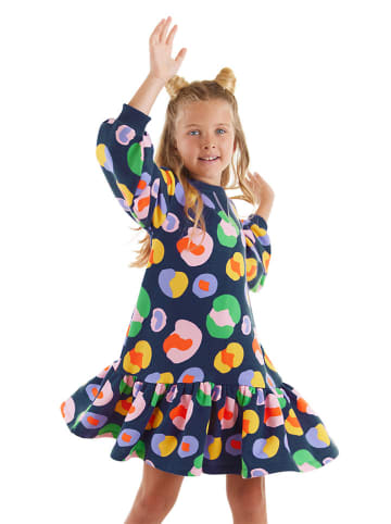 Denokids Sukienka "Flowers Girl" w kolorze granatowym