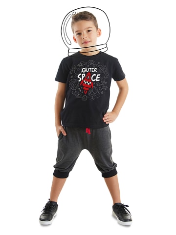 Denokids 2-delige outfit: "Space Rocket" zwart/antraciet