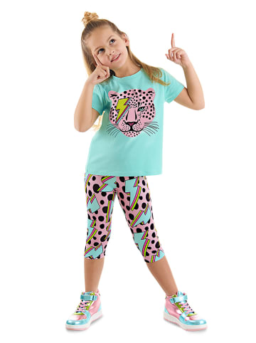 Denokids 2-delige outfit turquoise/meerkleurig