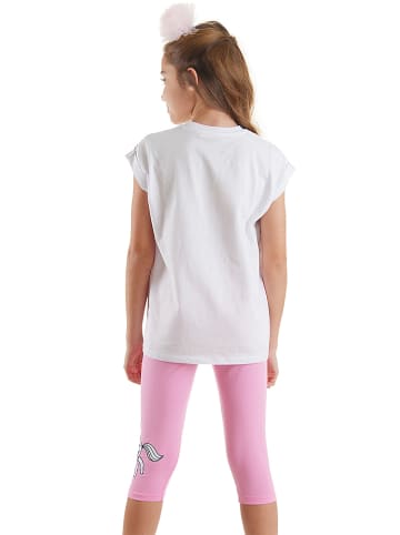 Denokids 2-delige outfit "Believe" wit/lichtroze