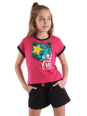 Denokids 2-delige outfit "Wild free" zwart/roze